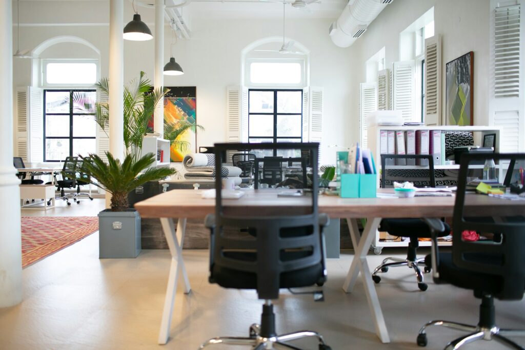 Chairs beside table